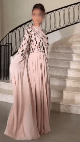 فستان سهره شيفون المزين بالتطريز بشكل انيق ومثالي