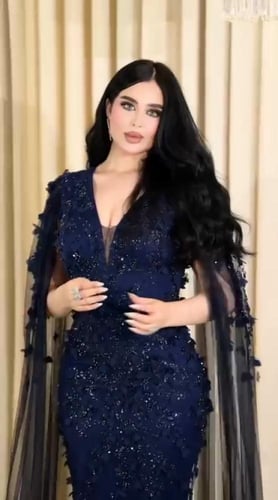 فستان سهره تل المزين بالورود والتطريز خرز