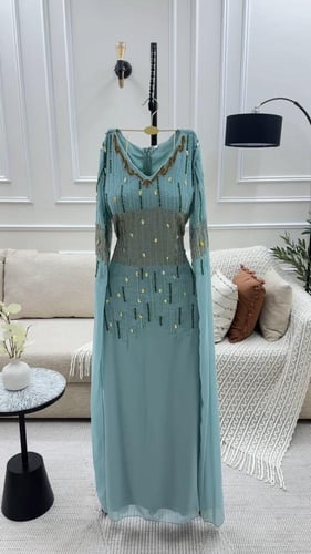 جلابيه شيفون جورجيت المزينه بالتطريز اليدوي الفخم