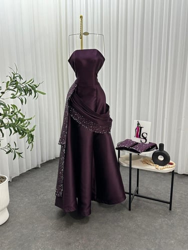 فستان سهره ميكادو المزين بالتطريز اليدوي