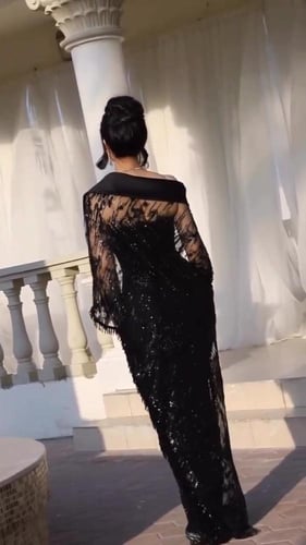 فستان سهره شك المزين بالهدب مبطن تفته ناعمه