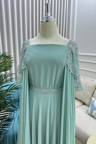 جلابيه شيفون جورجيت المزينه بالتطريز اليدوي