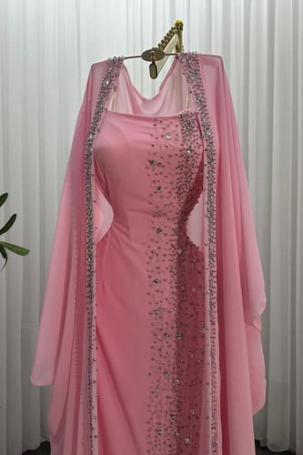 فستان باربي المزين بالتطريز اليدوي بشكل انيق بشت ش...