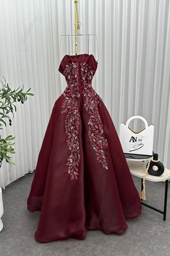 فستان سهره جازار المزين بالتطريز اليدوي الفخم