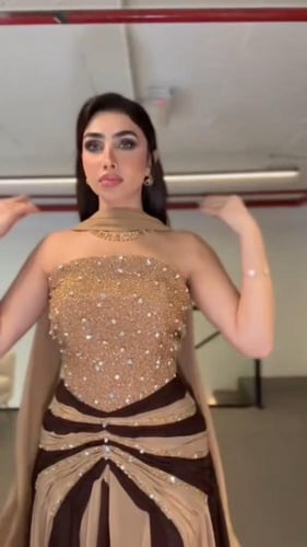 فستان سهره المزين بالكلفه المطرزه وشيفون جورجيت