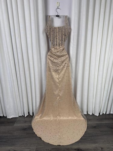 فستان سهره تل المزين بالتطريز خرز ولول وفصوص زاركو...