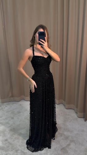 فستان سهره تل المزين بالتطريز كرستال وفصوص بطانه ت...