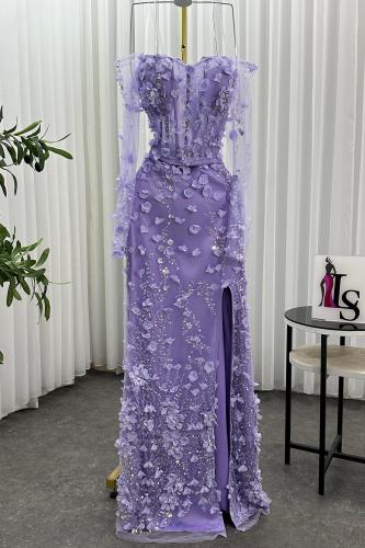 فستان سهره تل مورد مزين بالتطريز