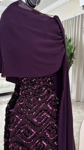 فستان كلفه مطرزه وشيفون جورجيت