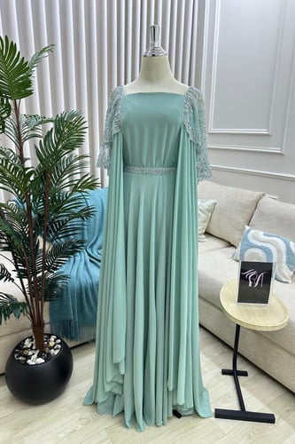 جلابيه شيفون جورجيت المزينه بالتطريز اليدوي