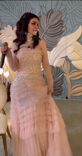 فستان سهره تل كلوش مطرز الفستان كامل بطانه تفته