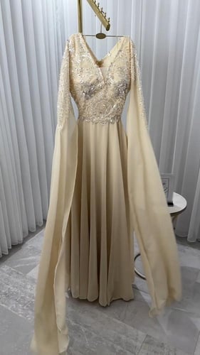 فستان سهره شيفون جورجيت المزين بالتطريز