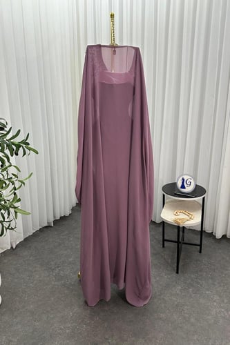 جلابيه شيفون جورجيت المزين بالتطريز اليدوي الفخم ب...