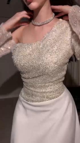 فستان سهره تفته حرير وخرز