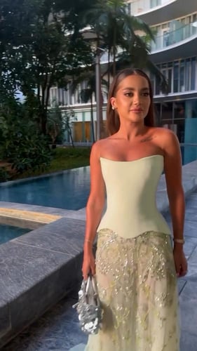 فستان سهره تل مطرز بخرز صدر باربي