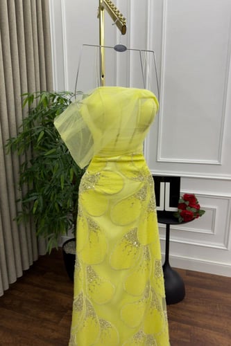 فستان سهره المزين بالكلفه المطرزه صدر تل بطانه تفت...