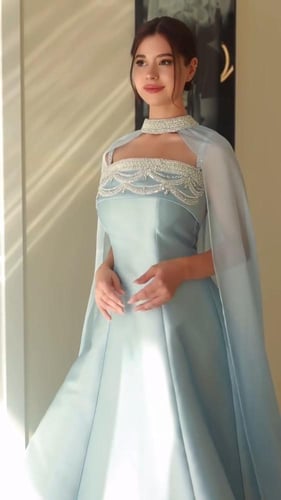 فستان ميكادو المزين بالتطريز اليدوي كرستال بشت شيف...