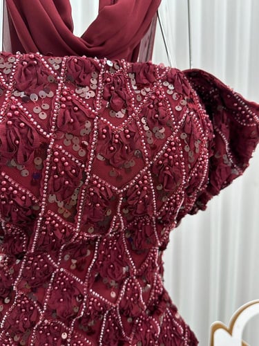 فستان سهره كلفه خرز وشيفون جورجيت