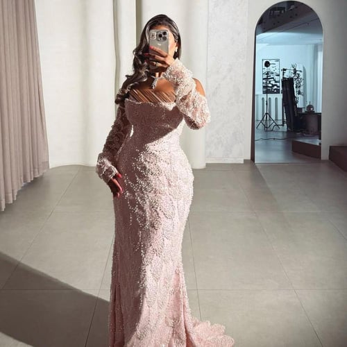 فستان سهره فخم المزين بالتطريز خرز بطانه باربي