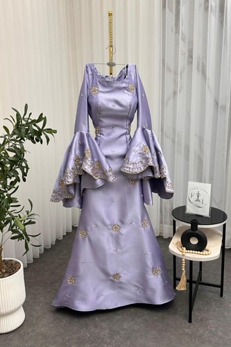 فستان سهره ميكادو المزين بالتطريز اليدوي الفخم وال...