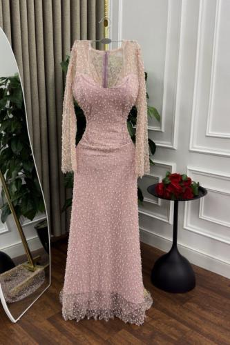 فستان سهره دانتيل المزين بالتطريز خرز