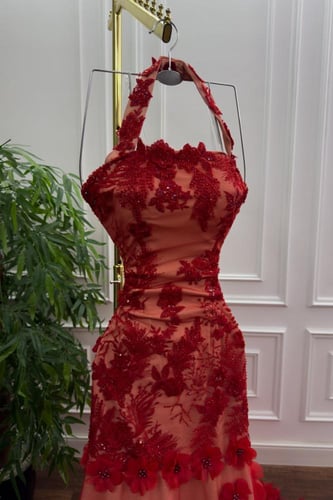 فستان سهره تفته وتل المزين بالكلفه الورود ورود قصا...