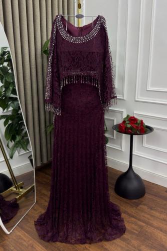 فستان سهره دانتيل المزين بالتطريز اليدوي