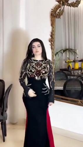 فستان سهره لكرا كريب المزين بالتطريز اليدوي