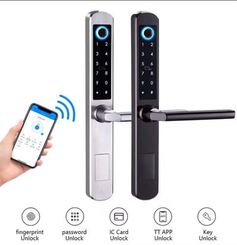 قفل باب الكتروني ذكي خارجي مزدوج البصمة