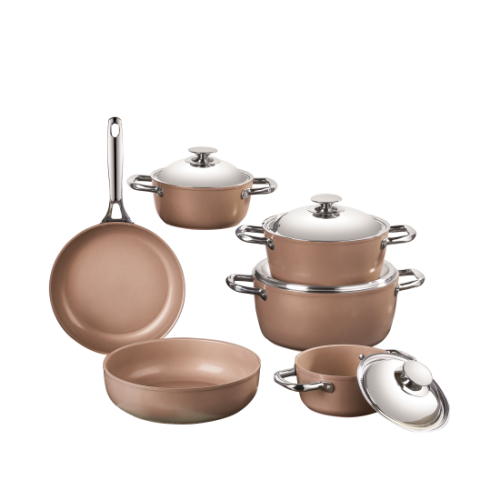 Savlon 10-piece ceramic cookware set, pink