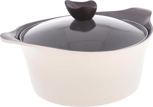 Neoflam Aini Ceramic Saucepan with Glass Lid, 28cm, Beige