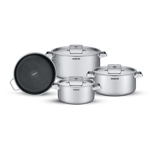 Arshia 8-piece scratch and rust-resistant stainless steel cookware set