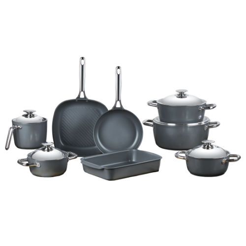 Saflon 13-piece ceramic cookware set, dark gray