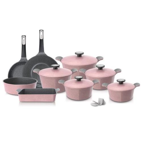 Korean Extreme 14-piece cookware set, pink