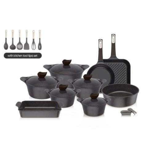 Korean Ini cookware set, 20 pieces, black