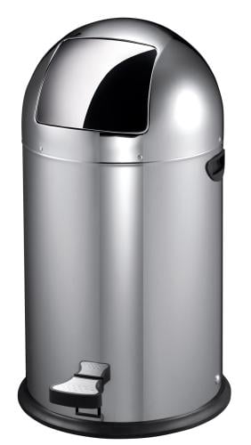 Steel waste bin with foot pedal, 52-liter capacity