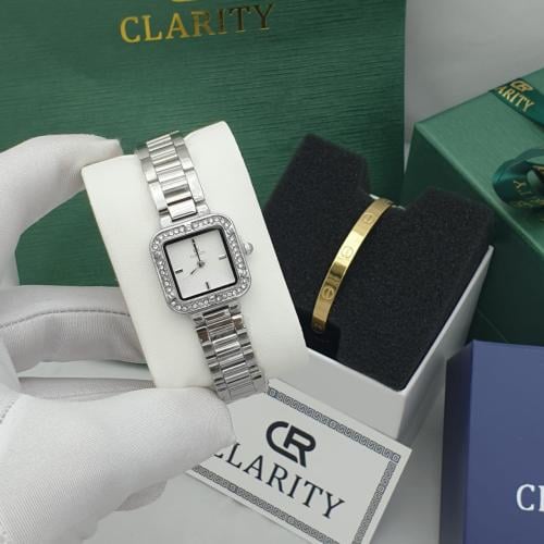 طقم نسائي ساعة مع بنجرة من الستيل