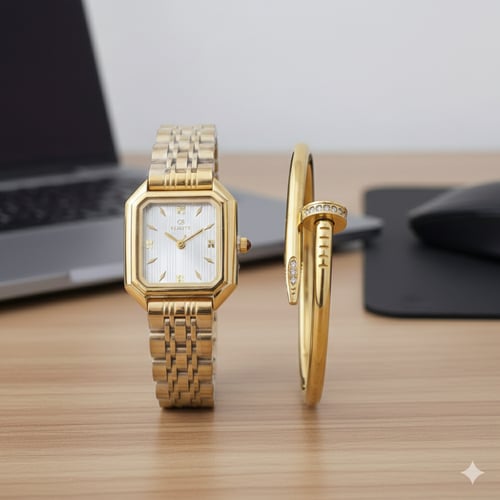 طقم ساعة نسائي مع سوارة المسمار