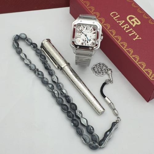 طقم رجالي مع قلم تيفاني وسبحة بكلايت