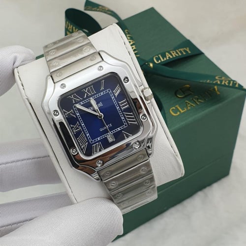 ساعة رجالية من الستيل باللون الفضي