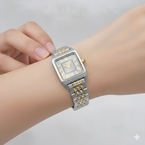 ساعة نسائية من الستيل بتصميم الكارتير