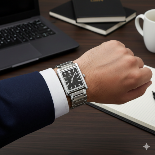 ساعة رجالية بسير من الستيل