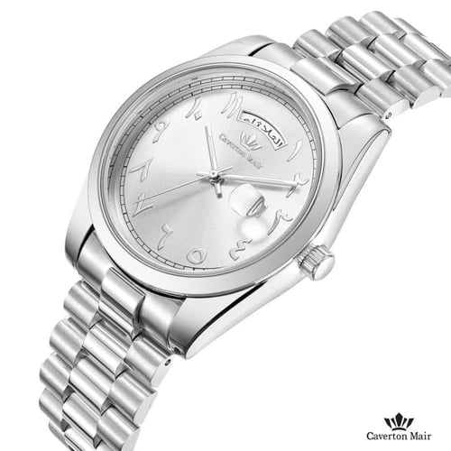 ساعة رجالية من الستيل باللون الفضي