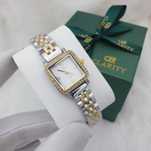 ساعة نسائية استيل ماركة كليرتي سير ذهبي فضي