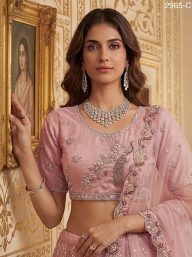 ساري عروس باستيل فاخر