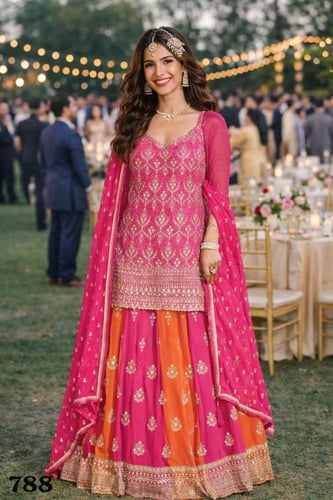 بنجابي سهرة بتدرج لوني فخم