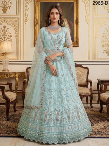 ساري عروس باستيل فاخر