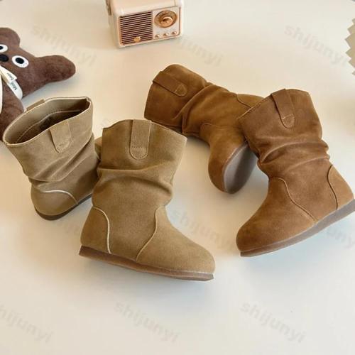 Elegant folded brown children's shoes