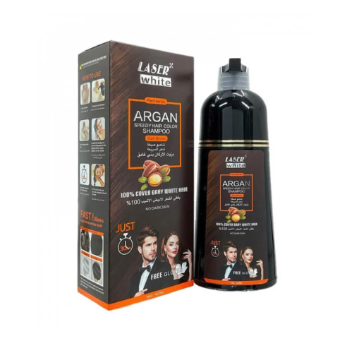 ليزر وايت شامبو صبغة بزيت الارغان لون بني غامق - 4...