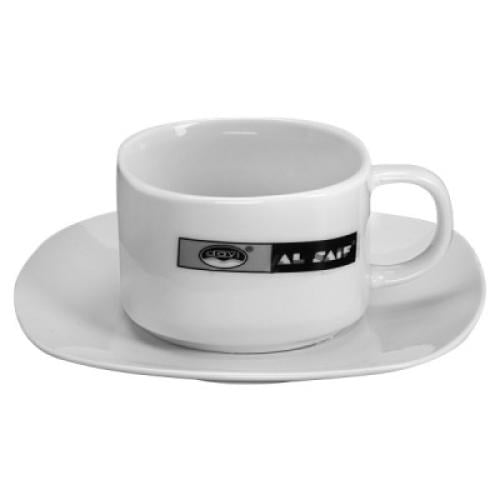 طقم كوب بورسلان مع صحن كبير مربع ط12